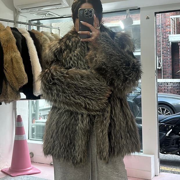 브라운 실버 사가폭스 퍼자켓L