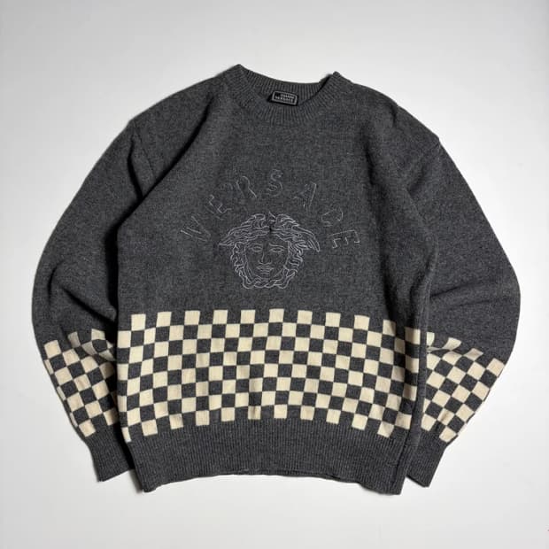 Versace 00 's 베르사체 메두사 체커보드 니트 R3220