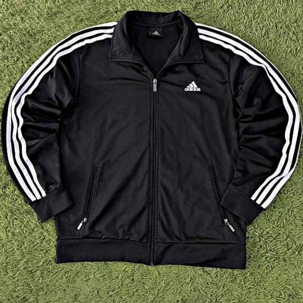 아디다스 블랙 검흰 트랙탑 져지집업 100/L