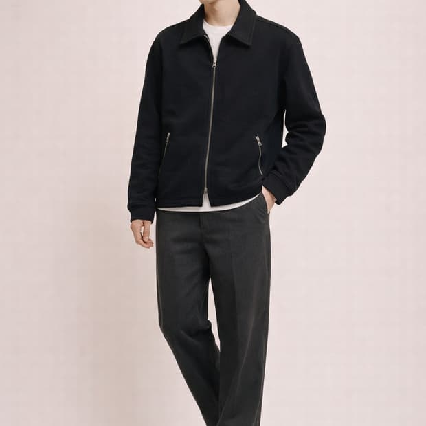 토피 코튼 혼방 스웨트 집업 자켓