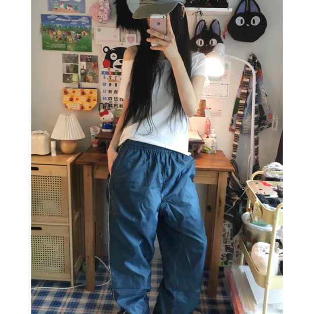 vintage wind pants deep blue
