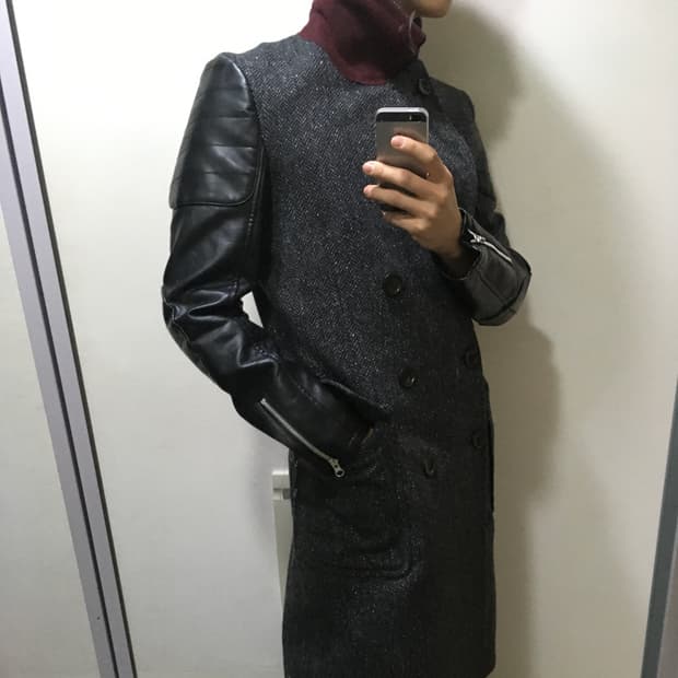 준야 와타나베 맨 17FW 바이커 레더 패치 더블 코트