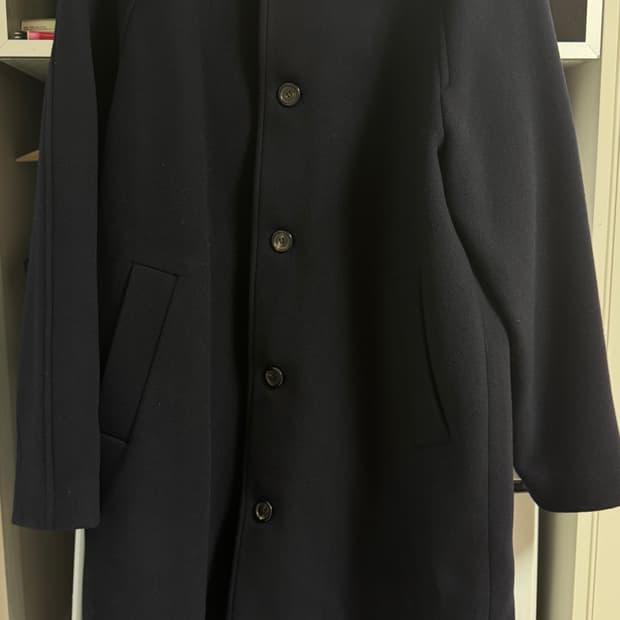 우드비 울 못사 레더 코트 네이비 2 wouldbe