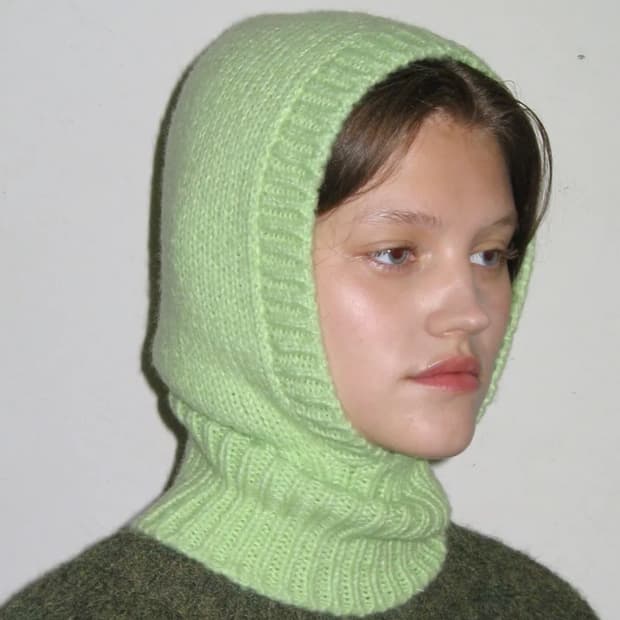 시눈 니트 바라클라바 Apple green
