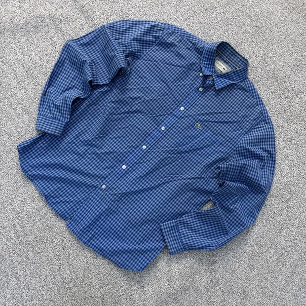 L 라코스테 남성 체크 긴팔 셔츠 남방 0423J