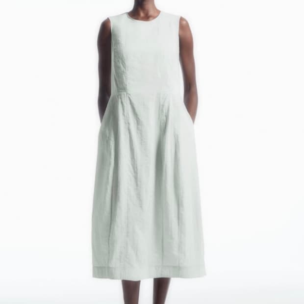 cos 코스 탑스티치 슬리브리스 드레스 민트 