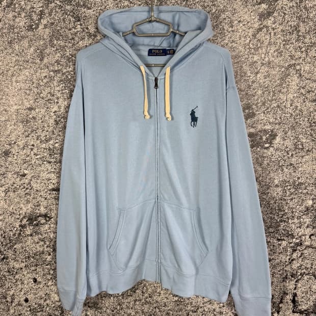 폴로 랄프로렌 포니 자수 스카이 블루 후드 집업