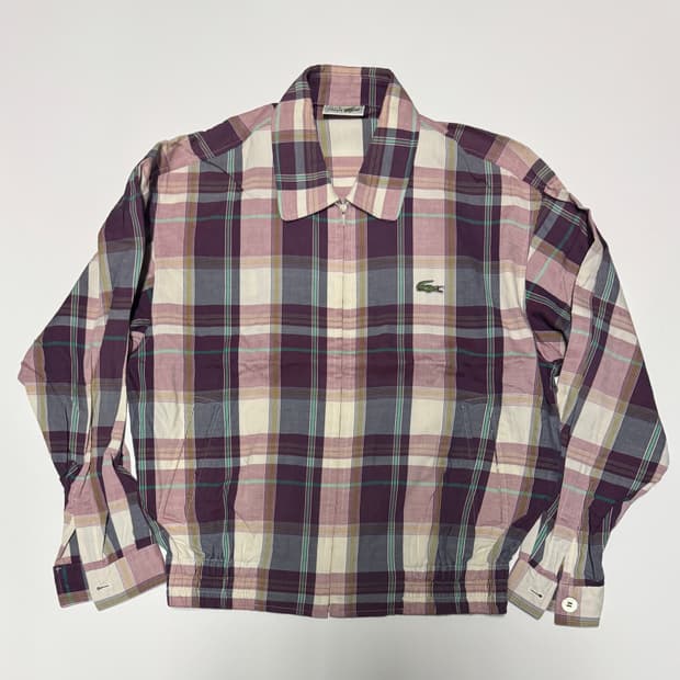 라코스테 올드스쿨 레트로 체크 집업 자켓 95