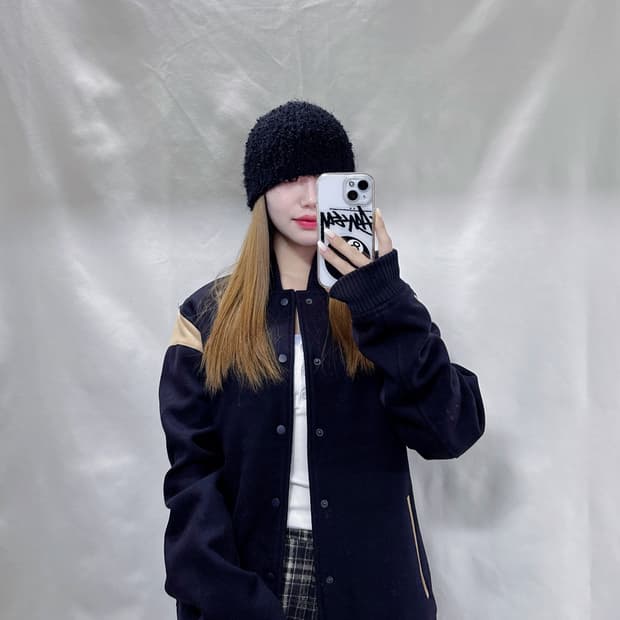 올세인츠 블랙 울 바시티 자켓 