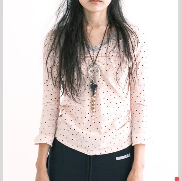 샵페어리 미니 하트 레이스 탑 핑크