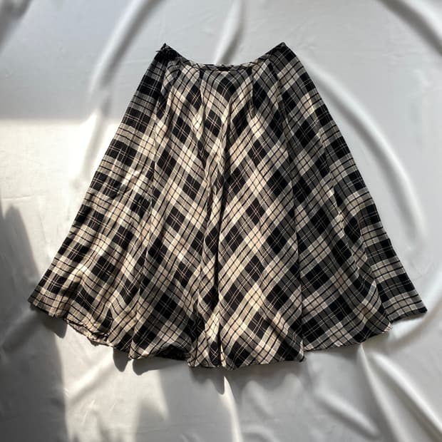 빈티지 체크 플리츠 스커트