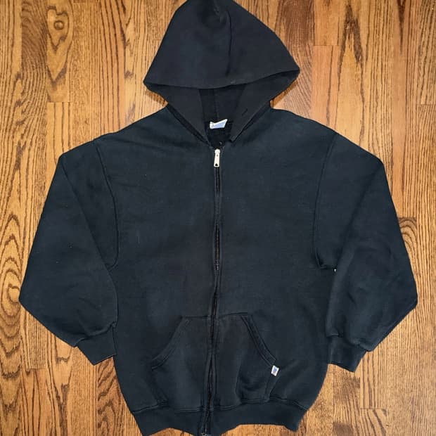 러셀 애슬레틱 빈티지 후드 집업 블랙 