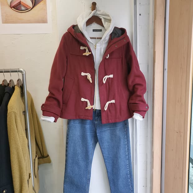 BROWNY 버건디 하프 떡볶이코트