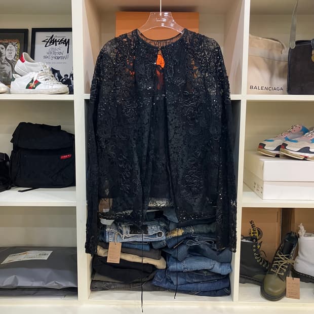 톰포드 시퀸 블랙 레이스 시스루 가디건 42