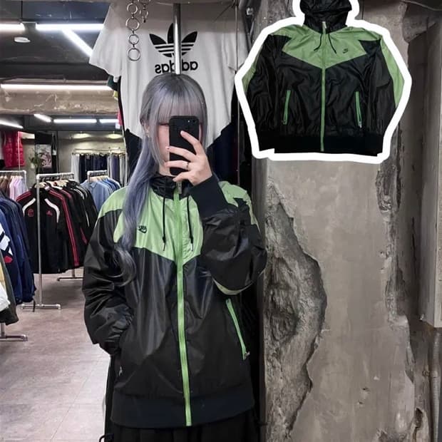 나이키 바람막이 블랙 그린 XXL   #csz3210