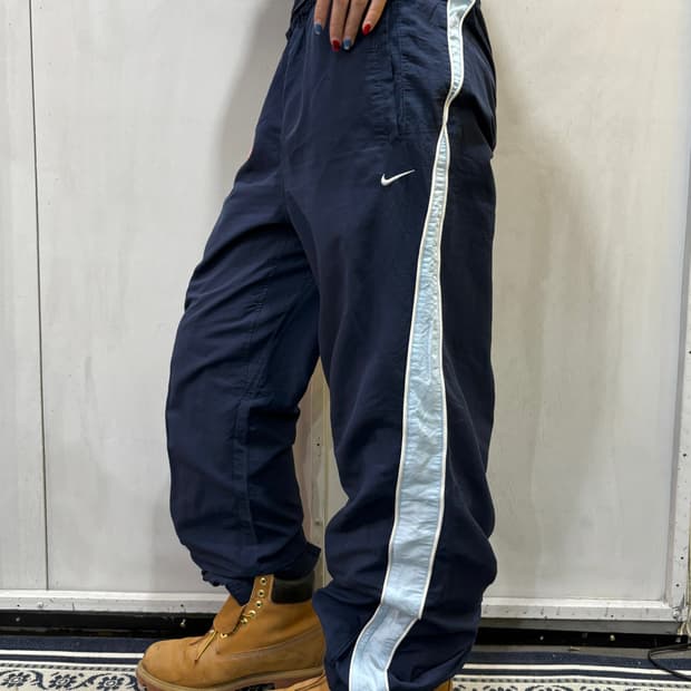 90s NIKE 네이비 & 아이보리 나일론 트랙 팬츠