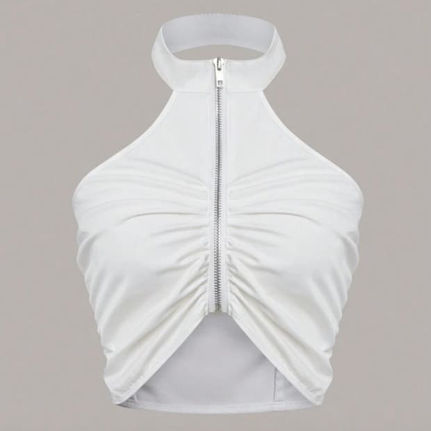 Shein 화이트 홀터넥 지퍼 탑 XS