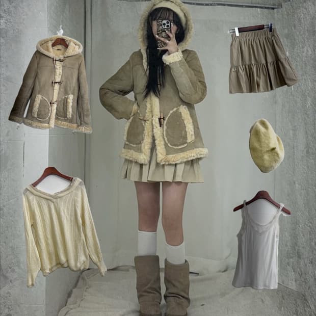 엑시즈팜 베이지 니혼진 라떼 히메 갸루 코디세트 