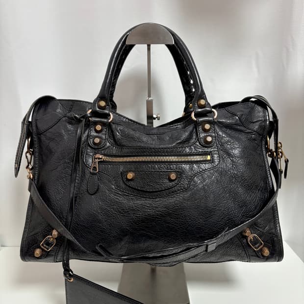 발렌시아가 자이언트 모터백 블랙