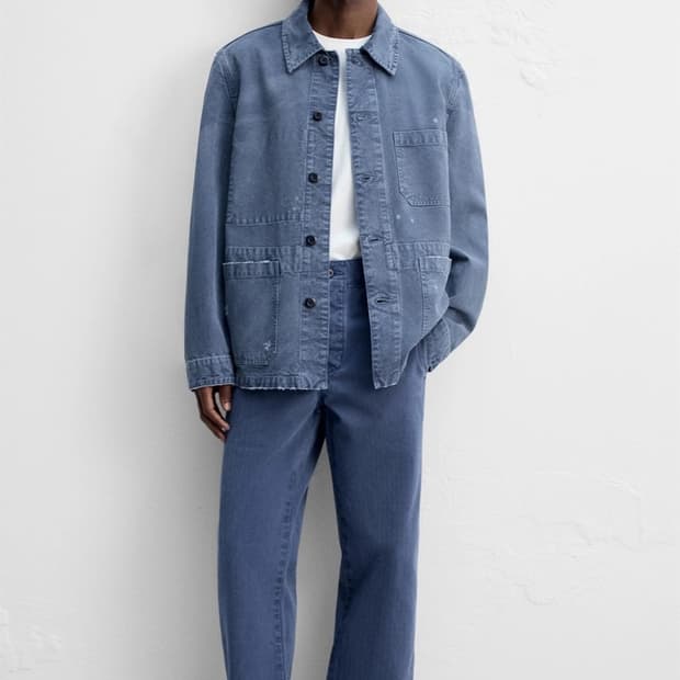 자라 오리진스 디스트레스드 카고 진 블루