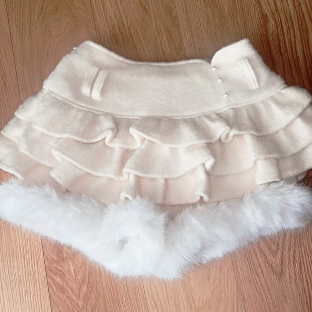 bobon21 퍼 모직 스커트 치마바지