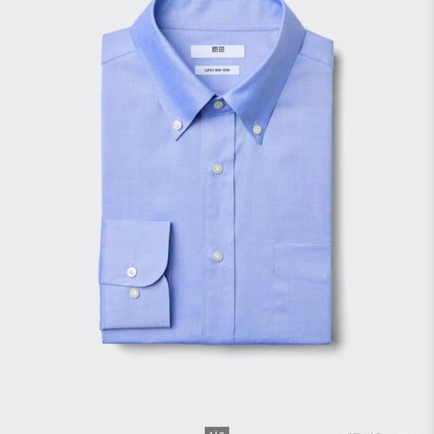 유니클로 슈퍼 논아이론 셔츠 (버튼다운) 블루 XL