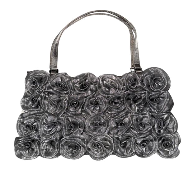 Metal Grey Rose Handbag