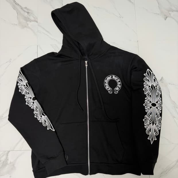 신형 크롬하츠 홀스슈 플로랄 헤비웨이트 후드집업 L