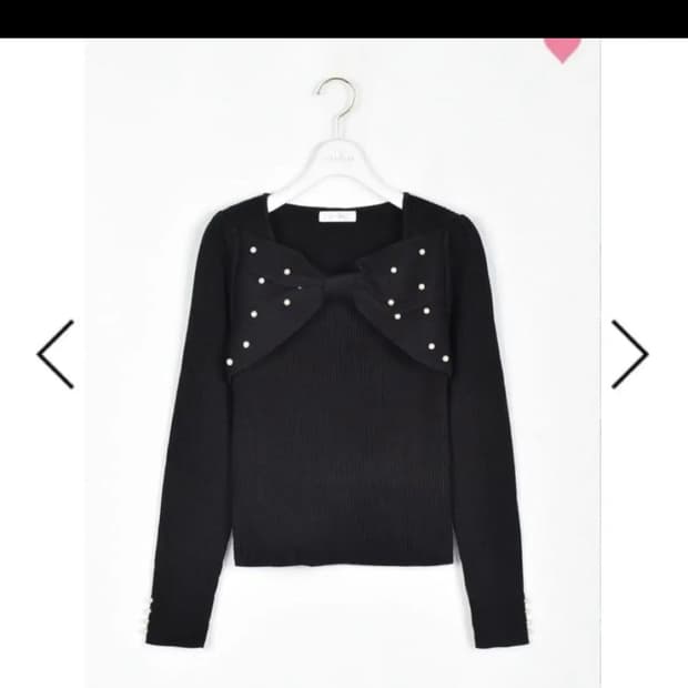 Grl 그레일 펄 진주 리본 니트 dr788 블랙 지뢰계 스나계 에블린