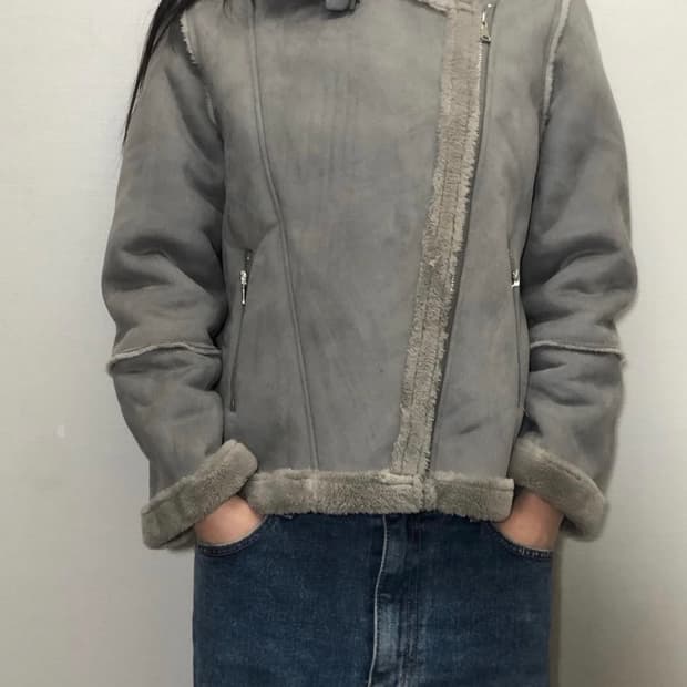 빈티지 그레이 무스탕 자켓
