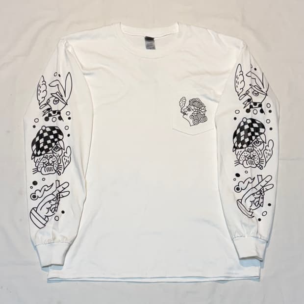 빈티지 암프린팅 롱슬리브 긴팔티 화이트