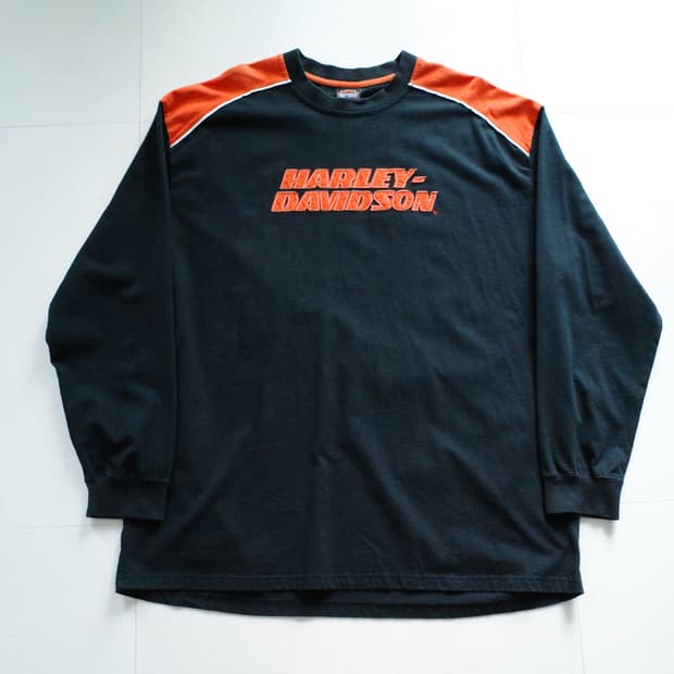 [2XL] 07s 정품 할리데이비슨 배색 자수 롱슬리브