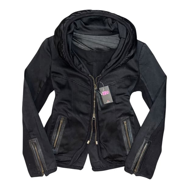 사이드 니트 투웨이 후드 왁스 자켓 y2k펑크갸루