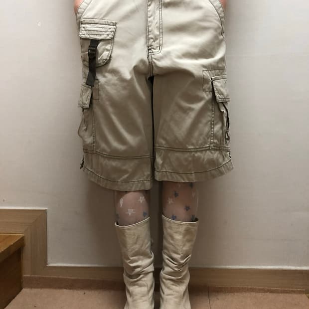 빈티지 베이지 포켓 카고 팬츠