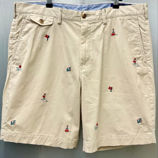 Polo 폴로 랄프로렌 신형 베이지색상 자수패턴 코튼 치노 쇼츠