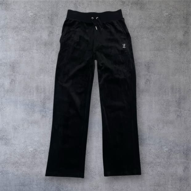 쥬시꾸뛰르 블랙 벨벳 큐빅 로고 트레이닝 팬츠 XS