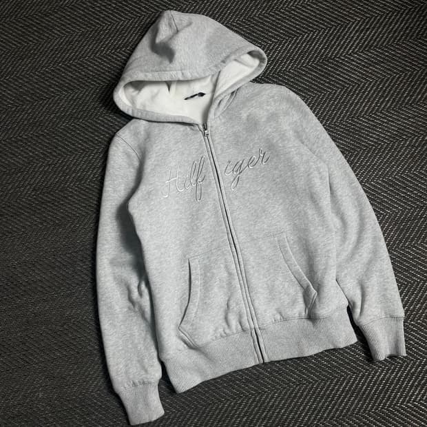 타미힐피거 자수로고 융 내피 후드집업 그레이 y 4826