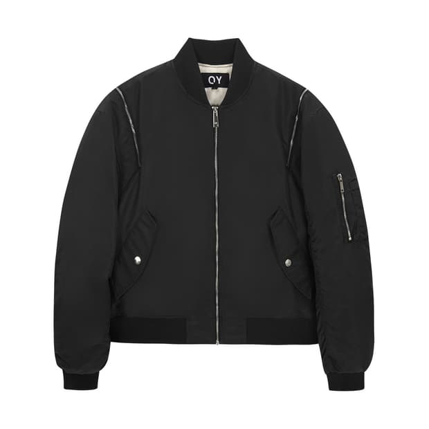 Oy BACK POCKET DOUBLE ZIP BOMBER-BLACK