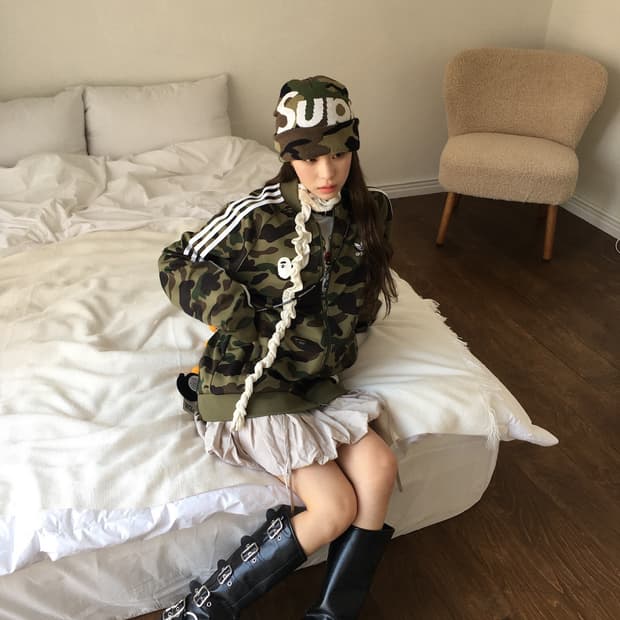 베이프 x 아디다스 녹계 카모 트랙탑