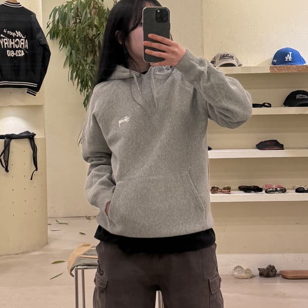 스투시 스몰 로고 그레이 후드티 U487