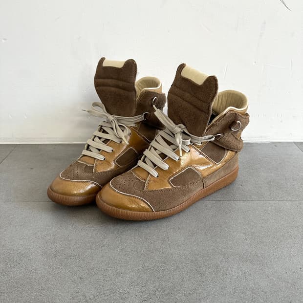 마르지엘라 2000s 브라운 레더 하이탑