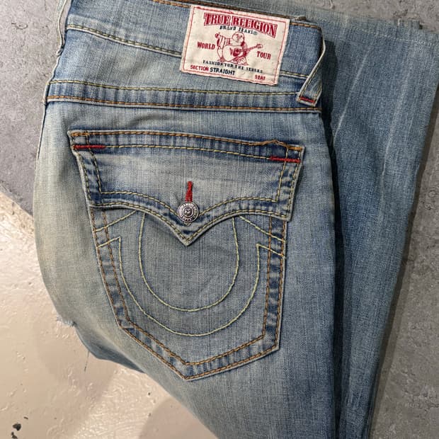 트루 릴리전 워싱 스트레이트핏 데님팬츠