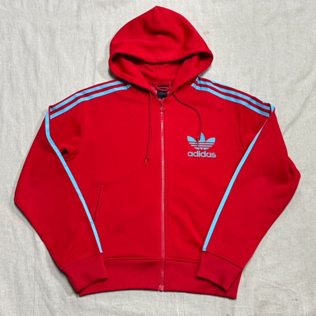 아디다스 레드 소라 배색 져지 후드집업 100