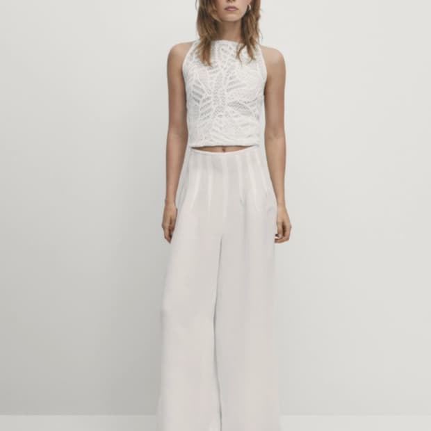 마시모두띠 플리츠 디테일 와이드 레그 팬츠