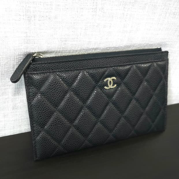 샤넬 정품 클래식 캐비어 스몰 클러치 미니 파우치 카드 지갑