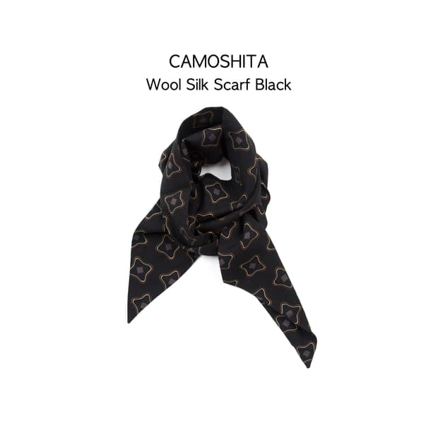 Camoshita 울 실크 스카프 블랙