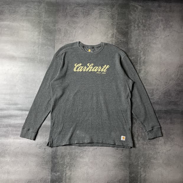 CARHARTT 칼하트 빈티지 그레이 와플 스웨트셔츠 A00391