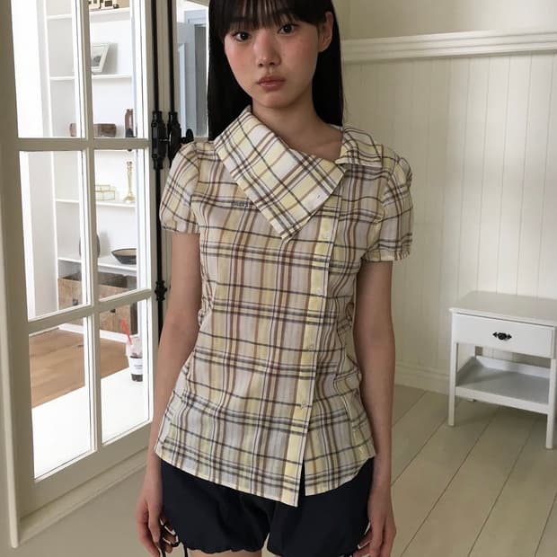 온스카 드레이프 칼라 블라우스 onska