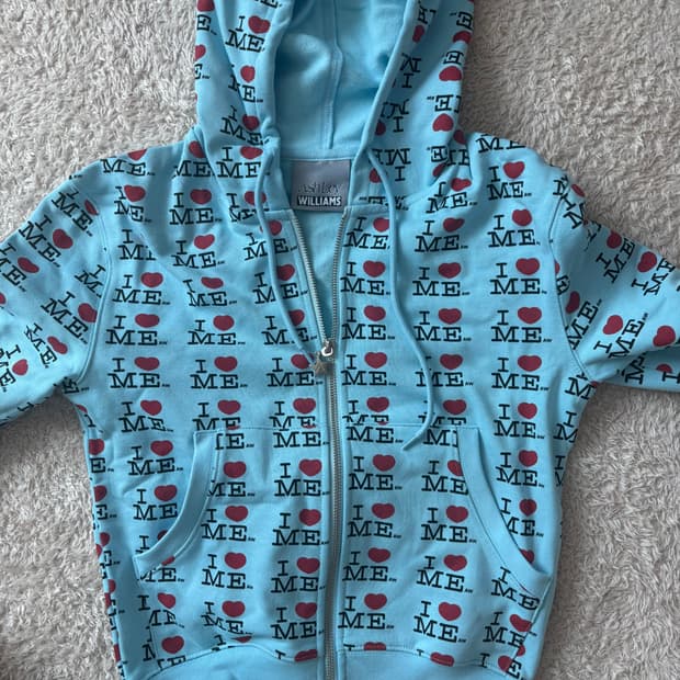 [S] 애슐리 윌리엄스 블루 크롭 후드집업 새상품