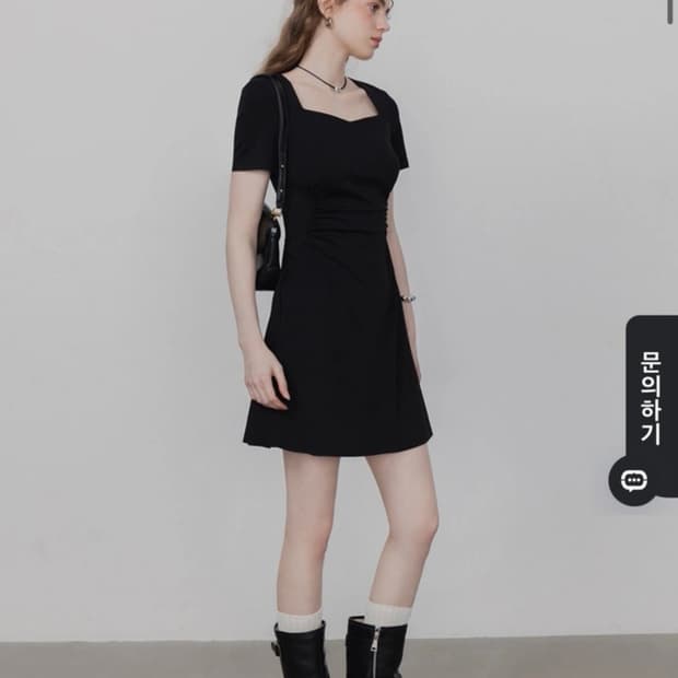 에그카 하객룩 하트넥 미니 원피스 블랙 M